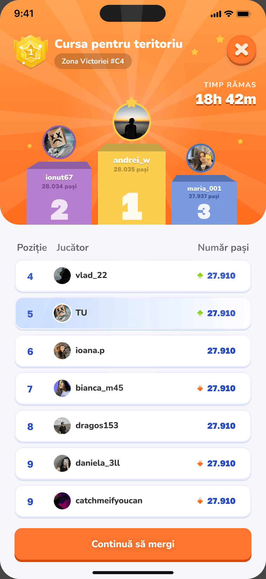 Leaderboard pentru cursa de teritoriu din Plimb
